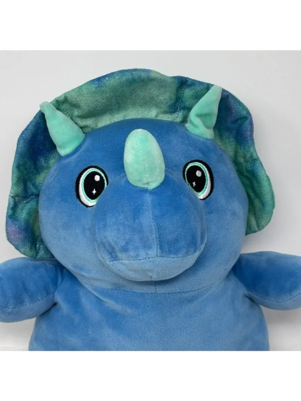 GREENBRIER Blue Triceratops Dinosaur Plush Green Sparkle